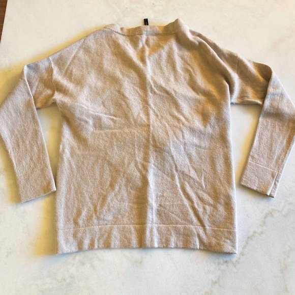 BCBG Max Azria Florinda v neck merino wool & alpaca sweater, beige / camel / tan - Picture 4 of 11